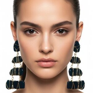 Tom Ford Wired Plexiglass Chandelier Earrings In Black Gold
